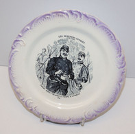 *ANCIENNE ASSIETTE PARLANTE PORCELAINE OPAQUE GIEN LES DEJEUNERS COMIQUES N°4   E - Gien (FRA)