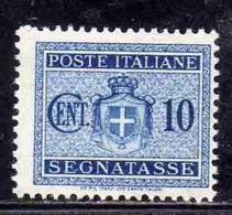 ITALIA REGNO ITALY KINGDOM 1945 LUOGOTENENZA SEGNATASSE POSTAGE DUE TASSE SENZA FILIGRANA UNWATERMARK CENT. 10c MNH - Impuestos