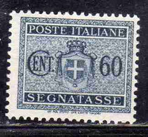 ITALY KINGDOM ITALIA REGNO 1945 LUOGOTENENZA SEGNATASSE SENZA FILIGRANA CENT. 60c MNH - Portomarken