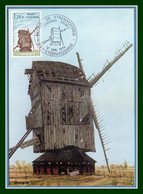 Carte Maximum N° 2042 Steenvoorde 1979 Moulin à Vent Peinture De P. Spas - Steenvoorde