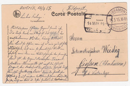 Carte-vue (Château Des Amerois) En Franchise "Feldpost" O  D'occup. Libramont  Vers Un Conduct. De Loco. En Hesse (1915) - Portofreiheit