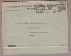 CH Portofreiheit Zu#7A Kl#335 Brief 1925-10-12 Winterthur Nach Zürich "Freiwillige Und Einwohner-Armenpflege" - Franchigia