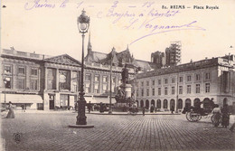 CPA France - Marne - Reims - Place Royale - Monument - Statue - Attelage - 1 Février 1918 - Reims