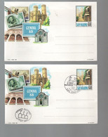 299EML - SAN MARINO , BUSTE POSTALI 1988 Casa Colombo Una Nuova E Una Con Annullo FDC - Entiers Postaux