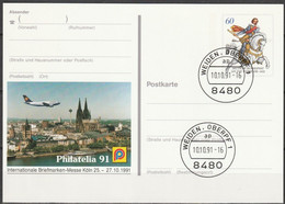 BRD Ganzsache1991 PSo25 PHILATELIA`91 Köln Ersttagesstempel 10.10.91 WEIDEN OBERPF(d2685)günstiger Versand - Postkarten - Gebraucht