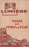 Joli Document TABLE DE TEMPS DE POSE - Matériel & Accessoires