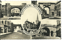 REAL PHOTOGRAPHIC POSTCARD - MULTI-VIEW - HISTORICAL FEATURES - LONDONDERRY - UNPOSTED - Londonderry