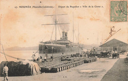 CPA NOUVELLE CALEDONIE - Noumea - Depart Du Paquebot Ville De La Ciotat - Trou De Poinçon En Haut De La Carte (scan) - Nouvelle-Calédonie