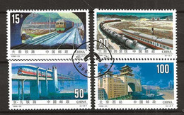 China 1996    Railway Construction. Train, Locomotive, Bridge Mi  2750 - 2753 Cancelled(o) - Usati