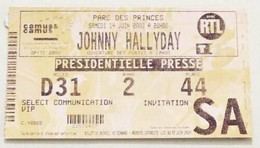 JOHNNY HALLYDAY Billet Ticket Concert FRANCE Paris Parc Des Princes 14/06/2003 Presse - Entradas A Conciertos