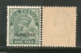 India CHAMBA State 9ps KG V Postage Stamp SG 64a / Sc 61 Cat �10 MNH - Chamba