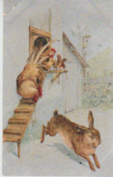 Illustration : Coq Sortant De Sa Basse-cour Et Chassant Un Lièvre - Sonstige & Ohne Zuordnung