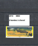 Variété De 2014 Neuf** Y&T N° 4863 Avec 2 Bandes à Cheval - Unused Stamps