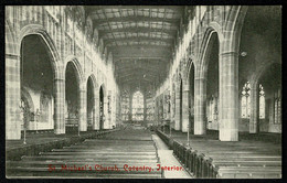 Ref 1578 - Early Postcard - St Michael's Church Interior - Coventry Warwickshire - Coventry