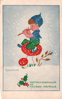 Illustration Willy Schermele: Enfant Au Pipeau - Prettige Kerstdagen En Gelukkig Nieuwjaar (Joyeux Noël) - Schermele, Willy