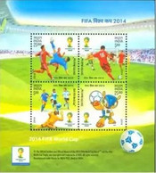 INDIA 2014 FIFA WORLD CUP, BRAZIL 4v MINIATURE SHEET MS MNH (Soccer, Sports, Football) As Per Scan - 2014 – Brazil