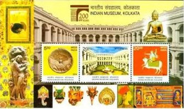 INDIA 2014 200 YEARS OF INDIAN MUSEUM KOLKATA 3v MINIATURE SHEET MS MNH (Archelogy, Art, Painting, History) As Per Scan - Otros & Sin Clasificación