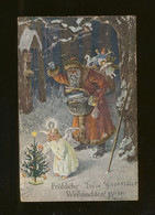 ARTHUR THIELE Weihnachten Weihnachtsmann Mit Engel Im Verschneiten Wald 1920 RAR !!! - Thiele, Arthur