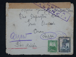 BH19 ESPANA BELLE LETTRE CENSUREE 1937 PAR AVION VALENCIA A  ORAN  ALGERIE + + AFFRANCH. INTERESSANT - Republikeinse Censuur