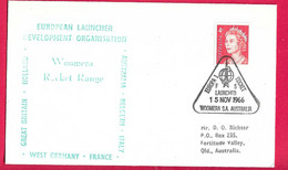 AUSTRALIA - POSTA RAZZO -  EUROPA I ROCKET LAUNCHED *15.NOV.1966 - SU BUSTA UFFICIALE - Erst- U. Sonderflugbriefe