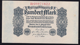 100 Mark 4.8.1922 - Serie B - Reichsbank (DEU-83) AUnc - 100 Mark