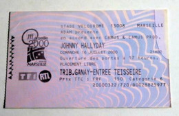 JOHNNY HALLYDAY Billet Ticket Concert FRANCE Marseille Vélodrome 16/07/2000 - Concert Tickets