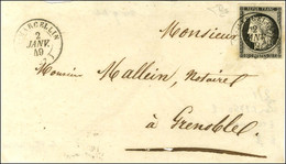 Càd T 15 ST MARCELLIN (37) 2 JANV. 49 / N° 3 Sur Devant De Lettre Pour Grenoble. - SUP. - R. - 1849-1850 Ceres