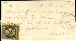 Plume + Càd T 15 ROMAINVILLE (60) 6 JANV. 49 / N° 3 Sur Lettre Pour Rochefort En Terre. - TB. - R. - 1849-1850 Cérès