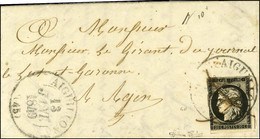 Plume + Càd T 13 AIGUILLON (45) 13 JANV. 1849 / N° 3 (leg Def) Sur Lettre Pour Agen. - TB / SUP. - R. - 1849-1850 Cérès
