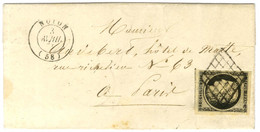 Grille / N° 3 Très Belle Marge Càd T 15 NOYON (58) Sur Lettre Pour Paris. 1850. - TB / SUP. - 1849-1850 Cérès