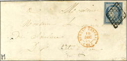 Grille / N° 4 Càd Rouge BUREAU CENTRAL (60) Sur Lettre Pour Saulieu. 1851. - TB / SUP. - 1849-1850 Ceres