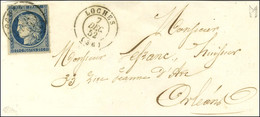 Càd T 15 LOCHES (36) / N° 4 Bleu Foncé Sur Devant De Lettre Pour Orléans. 1852. - TB. - R. - 1849-1850 Cérès