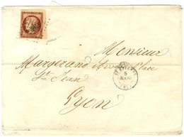 PC 3053 / N° 6 Cdf Et Très Belle Nuance Càd T 15 ST ETIENNE (84) Sur Lettre 3 Ports Pour Lyon. 1852. - TB / SUP. - R. - 1849-1850 Cérès