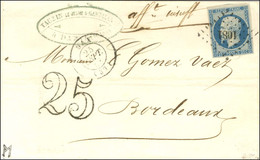 PC 1081 / N° 10 Càd T 15 DAX (39) Sur Lettre 2 Ports Insuffisamment Affranchie Pour Bordeaux Taxée 25 DT. 1853. - SUP. - 1852 Louis-Napoléon