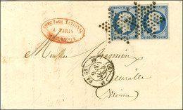 Etoile / N° 10 Paire, Belle Marge Càd PARIS (60) Sur Lettre 2 Ports Pour Neuville. 1854. - SUP. - 1852 Louis-Napoléon