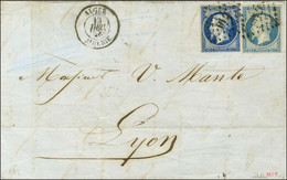 PC 3710 / N° 10 + N° 14 Càd ALGER / ALGÉRIE Sur Lettre 2 Ports Suraffranchie De 5c. Pour Lyon. Exceptionnelle Combinaiso - 1852 Louis-Napoleon