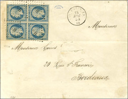 Losange HS / N° 10 Bloc De 4, Belle Marge (HS) PARIS (HS) 60 Sur Lettre 3 Ports Pour Bordeaux. 1854. - TB. - R. - 1852 Louis-Napoleon