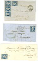 Lot De 3 Lettres Affranchies Avec N° 10, Dont 4 Ex En équerre. - TB. - 1852 Louis-Napoléon