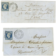 Lot De 2 Lettres Affranchies Avec N° 14 Présentant Des Oblitérations De Corps Expéditionnaires. - TB / SUP. - 1853-1860 Napoléon III