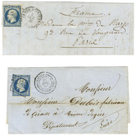 Lot De 2 Lettres Affranchies Avec N° 14 Présentant Des Oblitérations De Corps Expéditionnaires. - TB / SUP. - 1853-1860 Napoleone III