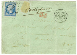 Losange CEM C / N° 14 Type II, Bleu Sur Lilas Pâle Càd CORPS EXP. MEXIQUE / C Sur Lettre Adressée à Un Aide Commissaire  - 1853-1860 Napoléon III.