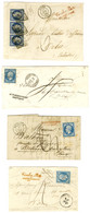 Lot De 4 Lettres Insuffisamment Affranchies Avec N° 14 Taxées. - TB. - 1853-1860 Napoléon III