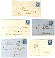 Lot De 5 Lettres Affranchies Avec N° 14 Présentant Des Oblitérations Diverses. - TB / SUP. - 1853-1860 Napoléon III