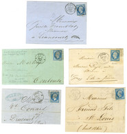 Lot De 5 Lettres Affranchies Avec N° 14 Présentant Des Oblitérations Cercle De Points. - TB / SUP. - 1853-1860 Napoléon III