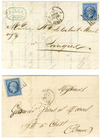 Lot De 2 Lettres Affranchies Avec N° 14 Bleu Sur Lilas. - TB / SUP. - 1853-1860 Napoléon III