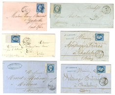 Lot De 6 Lettres Affranchies Avec N° 14 Type 1 Et 2, Tous Bdf Dont Un Percé En Ligne. - TB. - 1853-1860 Napoléon III.