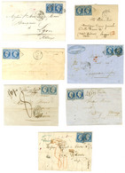 Lot De 7 Lettres Affranchies Avec N° 14 Type 1 Et 2 (2), Dont 1 Percé En Ligne. - TB. - 1853-1860 Napoléon III