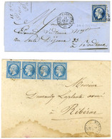Lot De 2 Lettres Affranchies Avec N° 14 Type 1 Avec Variété POSTFS Dont Une Bande De 4. - TB / SUP. - 1853-1860 Napoléon III.