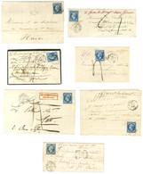 Lot De 7 Lettres Affranchies Avec N° 14, Dont 1 Piquage Susse. - TB. - 1853-1860 Napoleone III