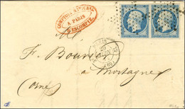 Etoile / N° 15 Paire, Très Belle Marge Càd PARIS (60) Sur Lettre 2 Ports Pour Mortagne. 1854. - SUP. - R. - 1853-1860 Napoléon III